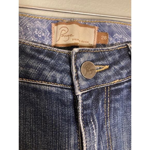 Paige Melrose Straight Leg Jeans Medium Wash Sz 28 ~ 32.5 Inseam Long Legs Here! - Picture 3 of 5